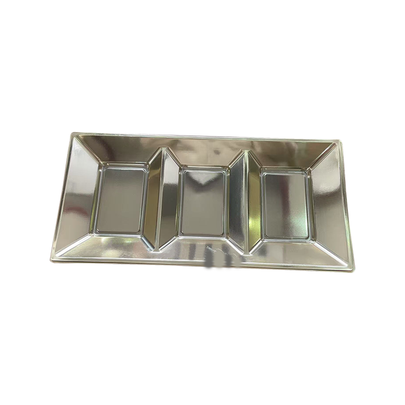 Nampan camilan 3 sekat plastik perak