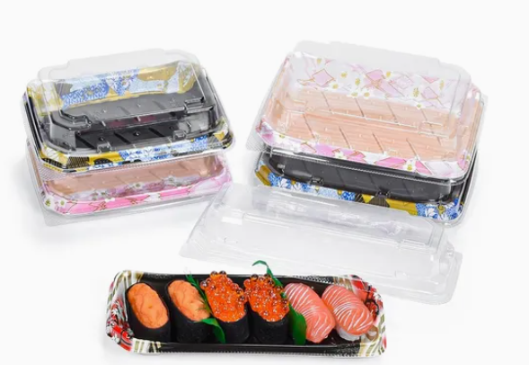 Kotak nampan makanan sushi plastik sekali pakai 