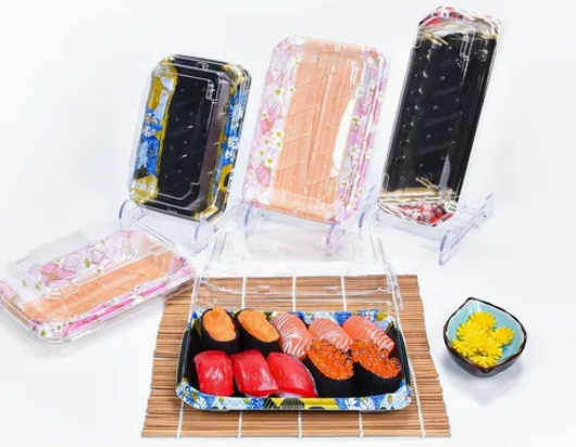 Kotak nampan makanan sushi plastik sekali pakai 